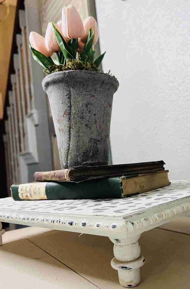 DIY Dollar Tree Wood Riser with Leopard Print - Word & Home