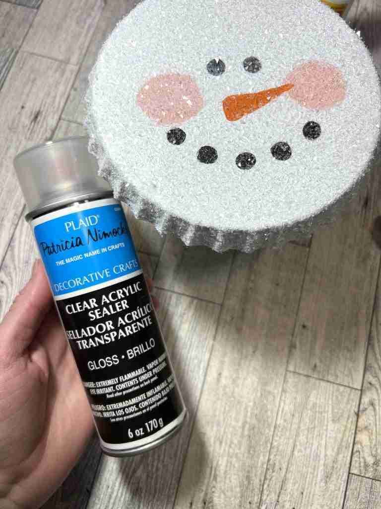 snowman face with Mod Podge and Diamond Dust added