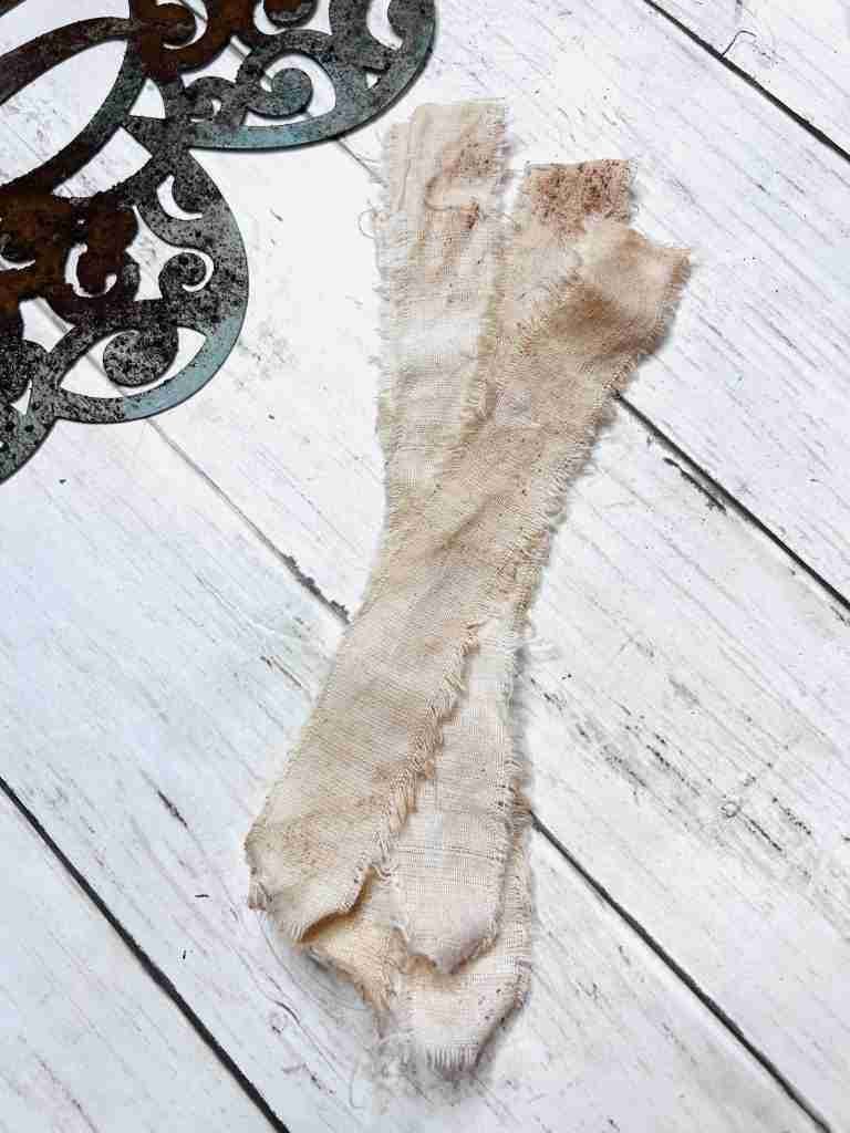 strips of coffee stained material