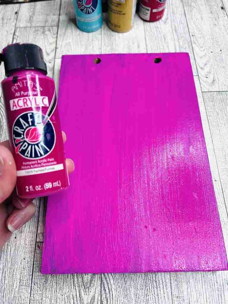 wood painted with fuchsia