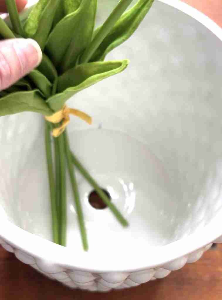 Pop Shelf purple tulips with stems bent