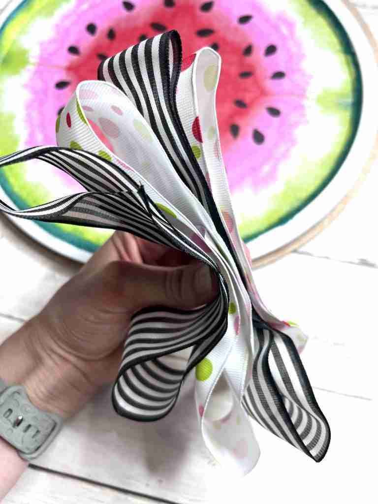 Hobby Lobby ribbon gathered to make bow