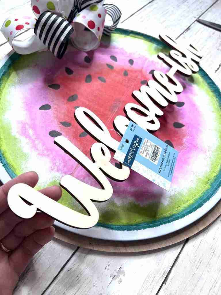 welcome-ish wood word from Hobby Lobby