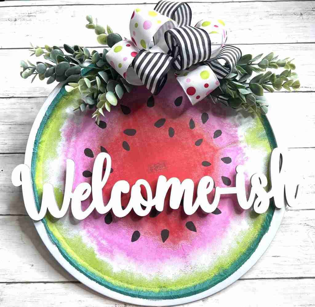 Easy Dollar Tree watermelon door hanger