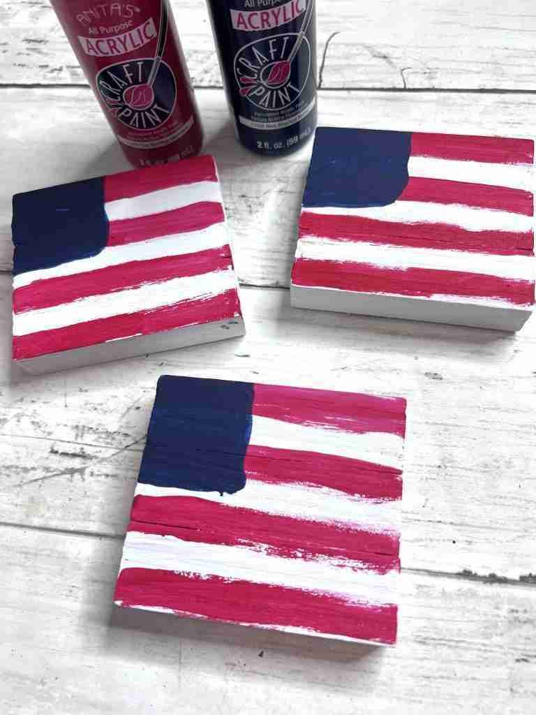 blocks painted to look like flags