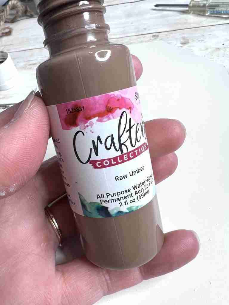 Hobby Lobby acrylic paint in Raw Umber
