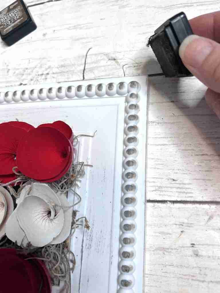 distress ink added to edges of frame