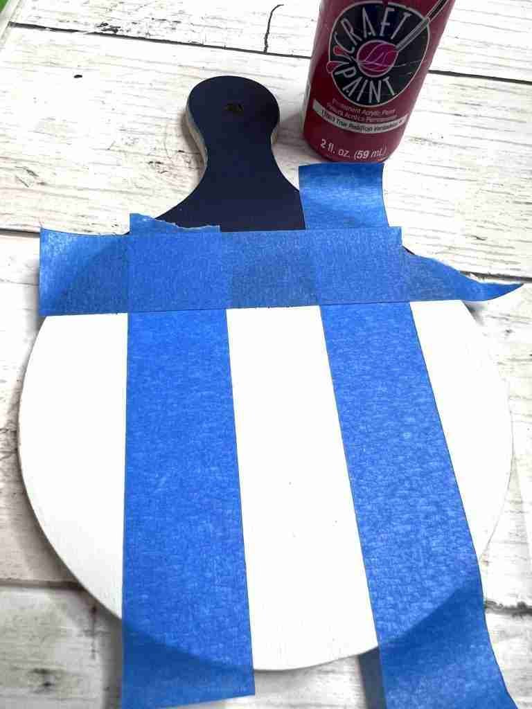 cutting board with painter's tape applied