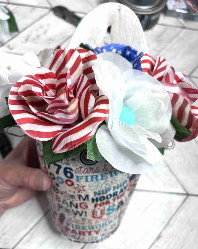 flowers inserted into foam