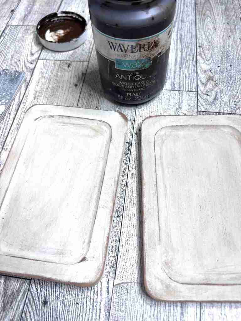 Waverly Antiquing wax added to painted trays