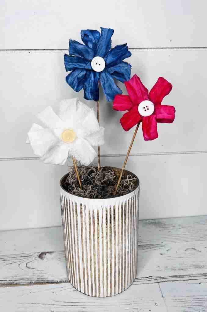 Dollar Tree Flour Sack Flowers