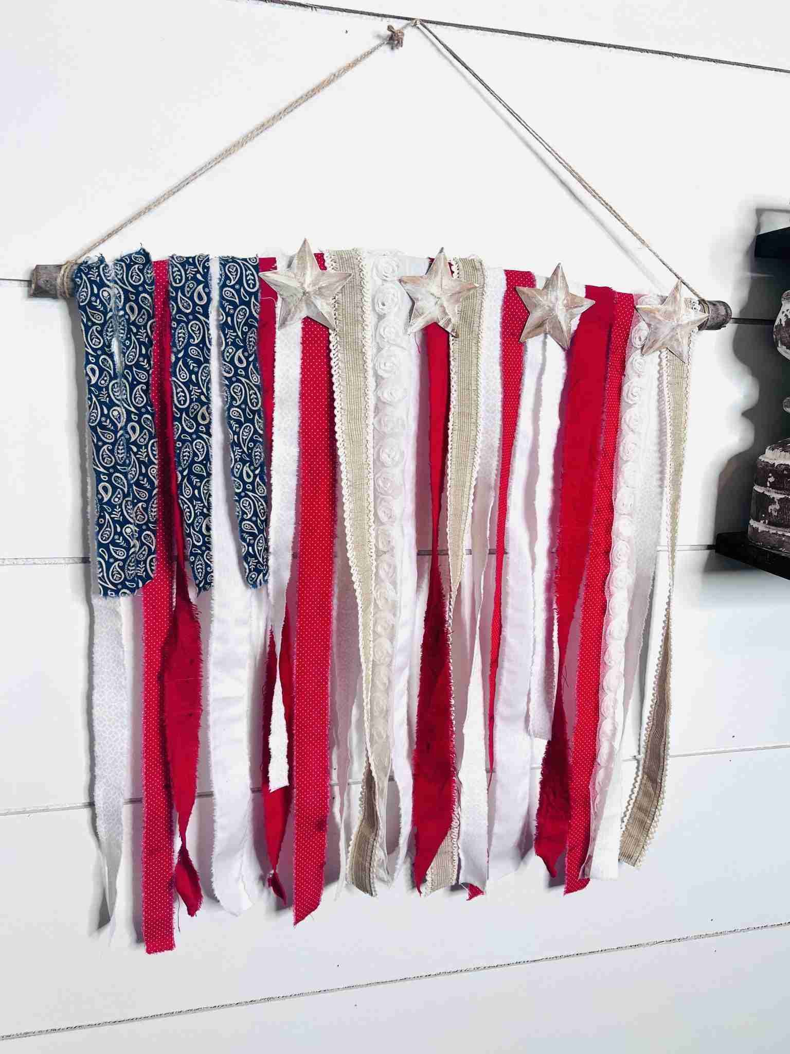 Easy Hanging Patriotic Rag Flag - Word & Home