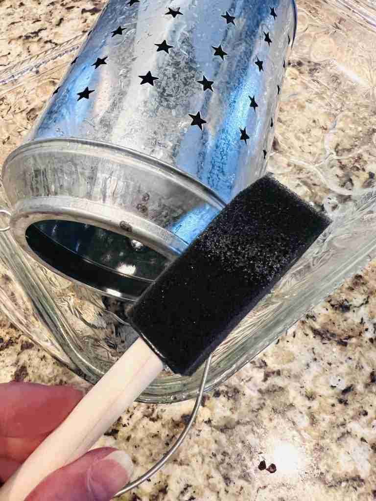 lantern with mixture brushed on