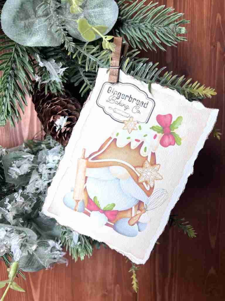 free Christmas gnome printables attached to wreath