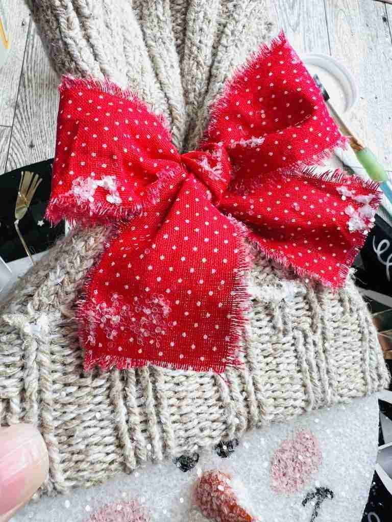 bow added to sock hat