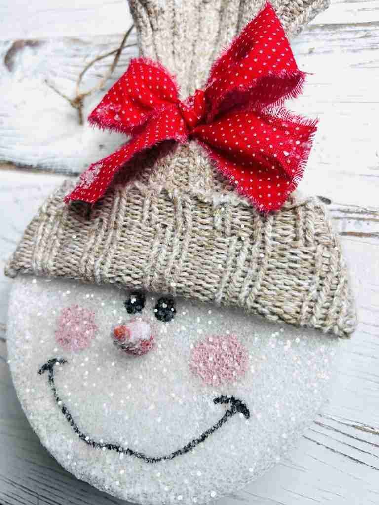 completed Dollar Tree snowman ornament