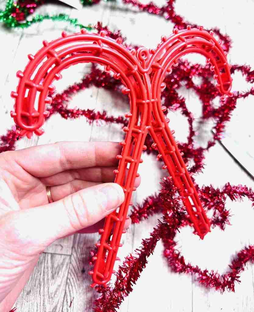 Removing tinsel from Dollar Tree candy canes