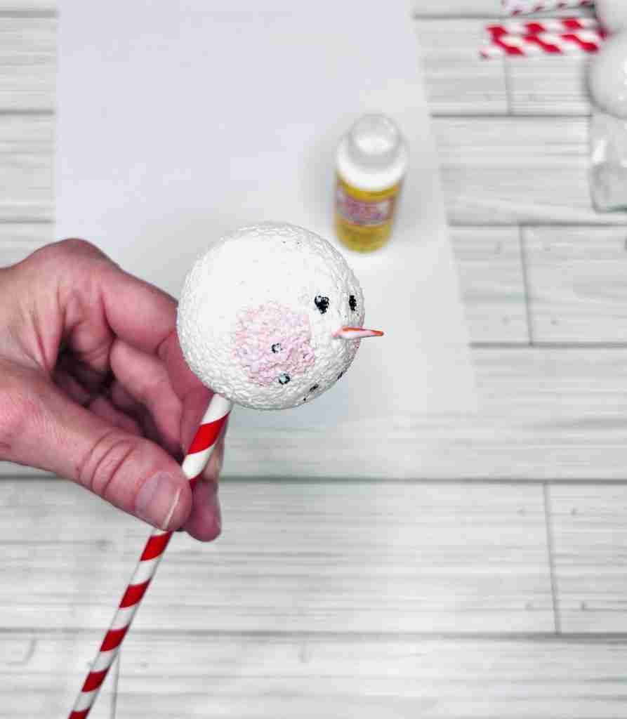 Mod Podge brushed onto styrofoam