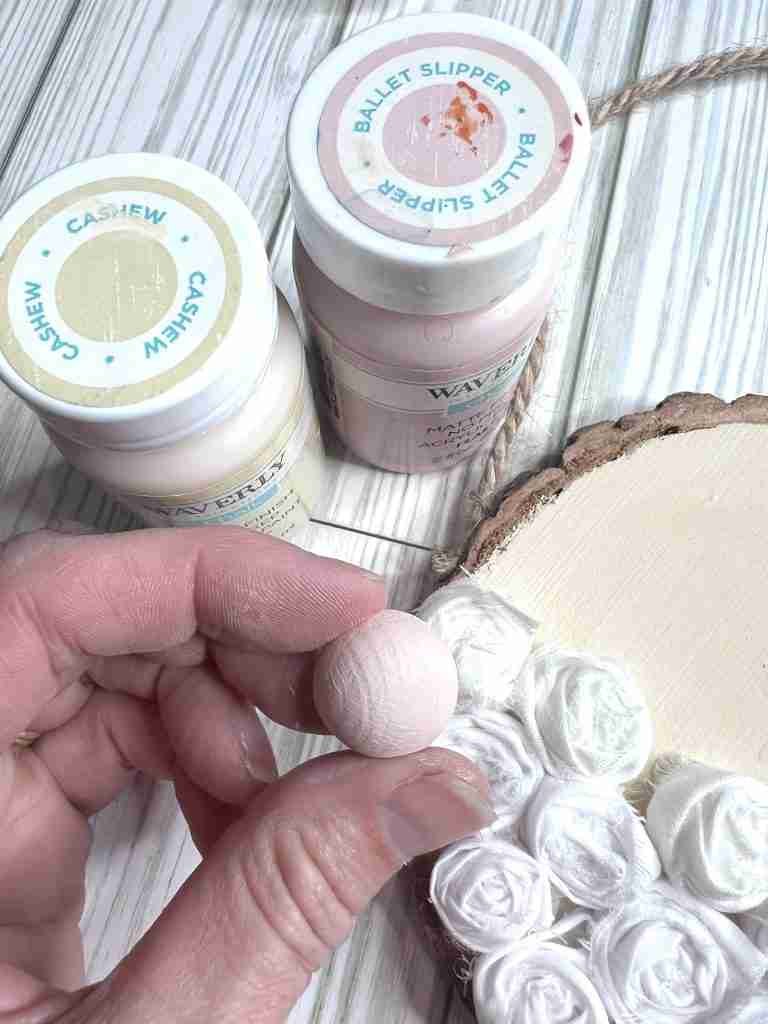 half wood bead painted pink