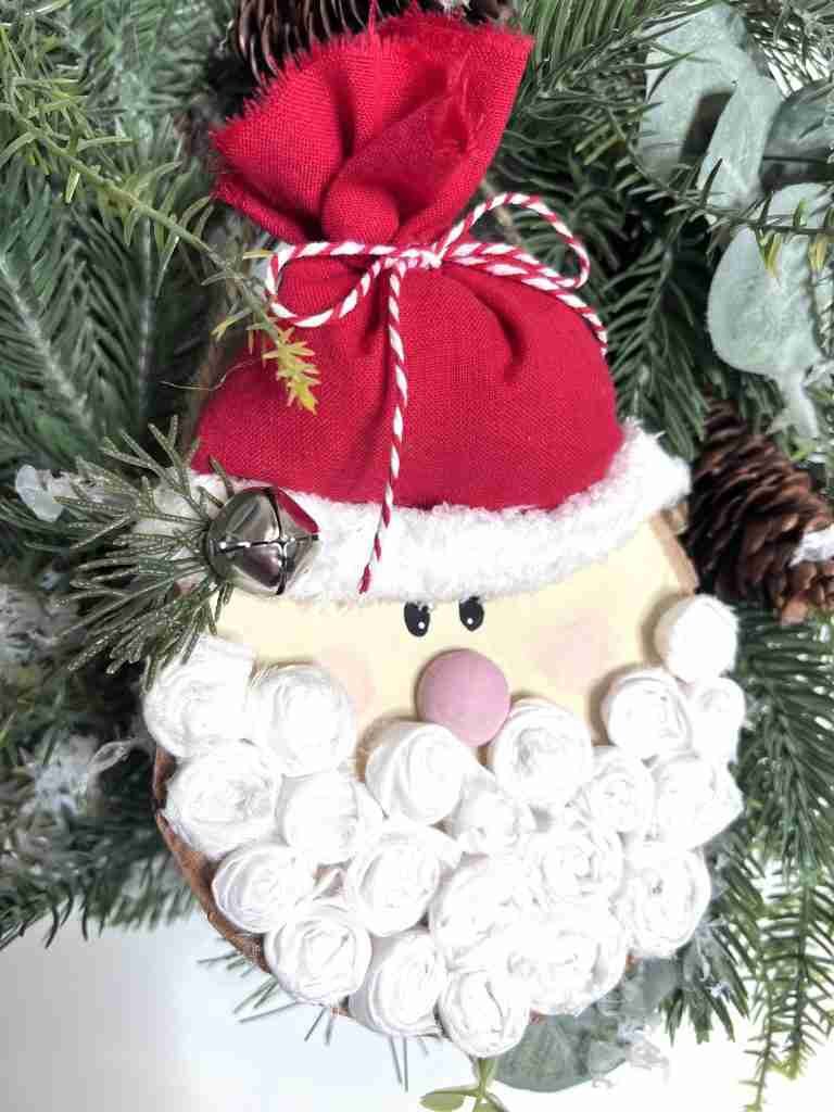 wood slice Santa ornament