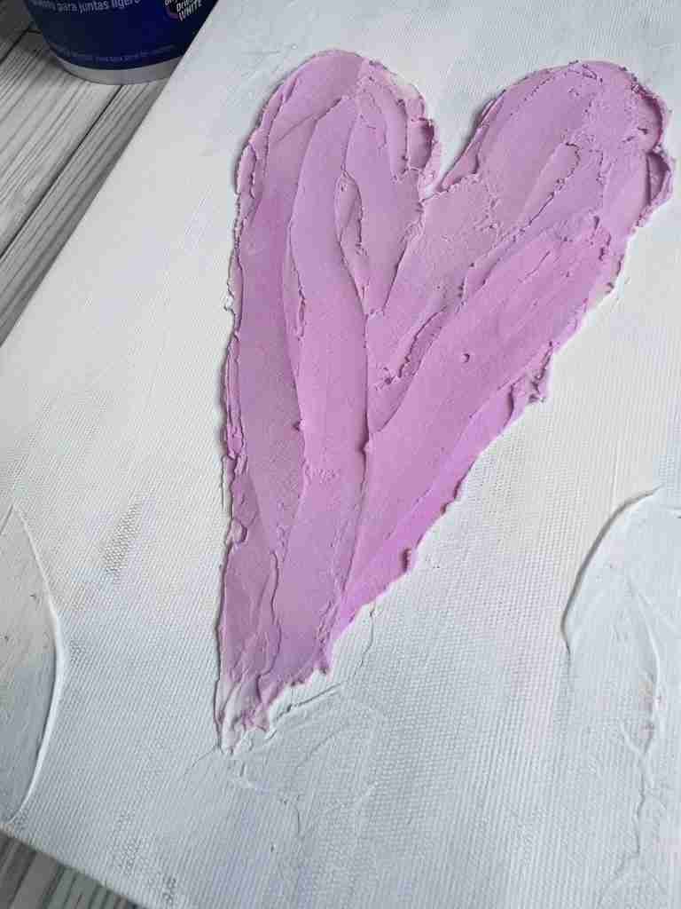 joint compound heart applied to canvas