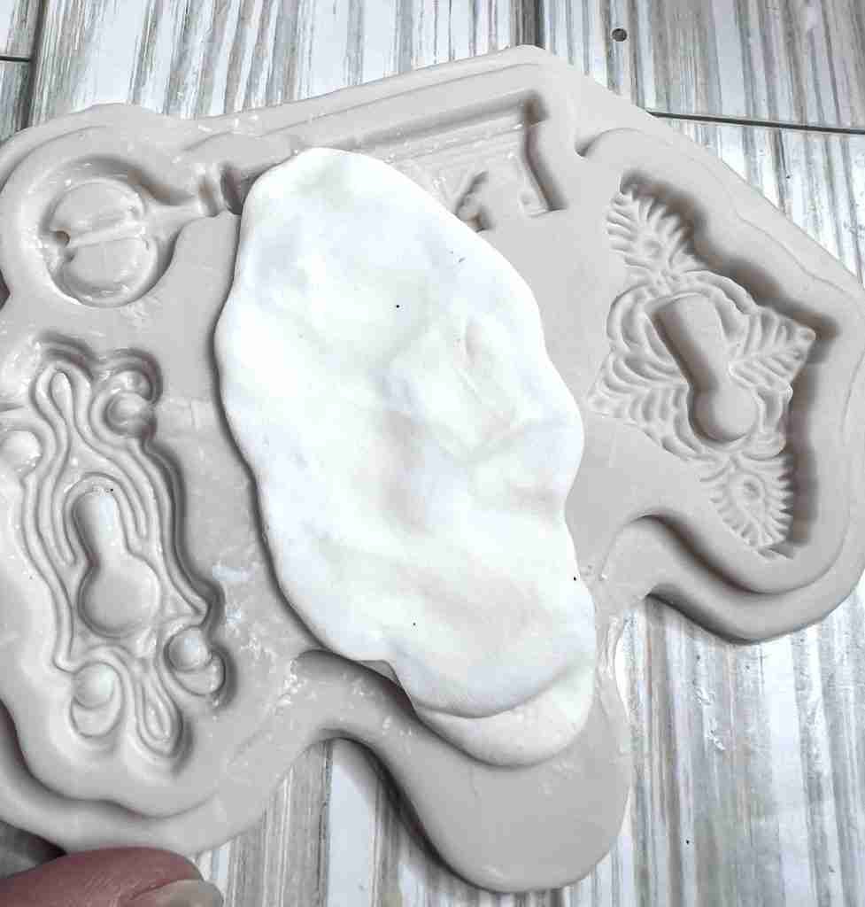 air dry clay pressed into silicone mold