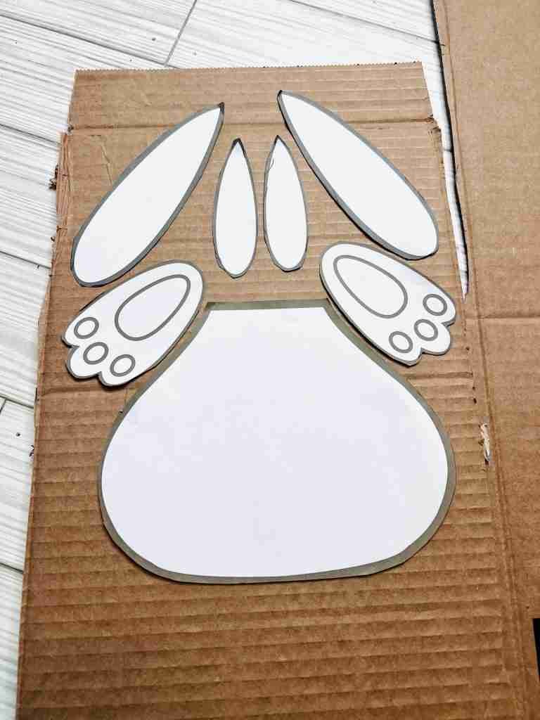 bunny template laying on top of cardboard