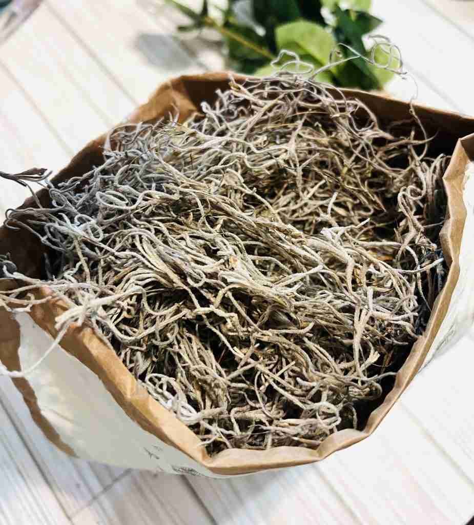 adding Spanish moss on top of Polyfil