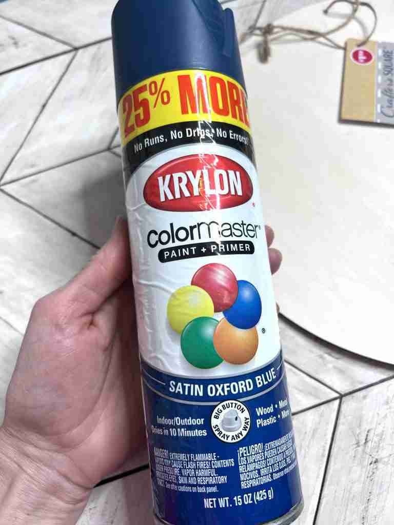 Krylon spray paint in Oxford Blue
