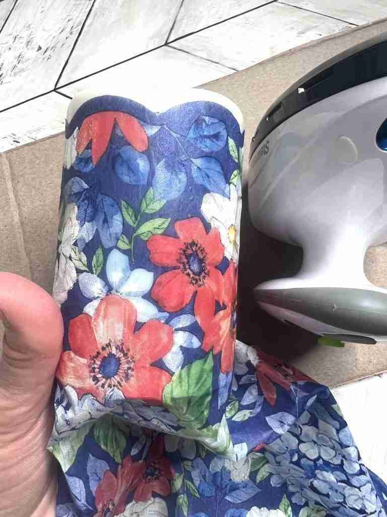 napkin wrapped around candle and ironed on