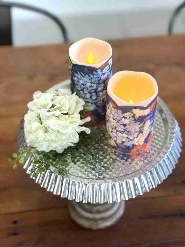 Easy Dollar Tree Napkin Candle - Patriotic Decor