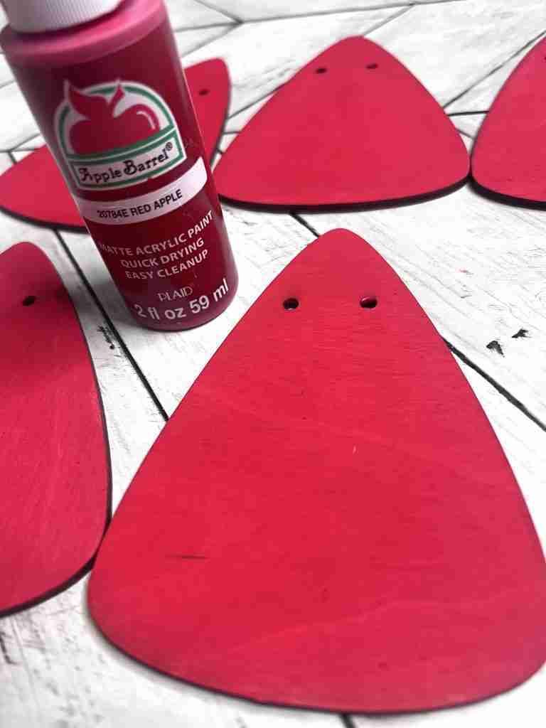 watermelon wedge painted with Apple Barrel Red Apple from Walmart