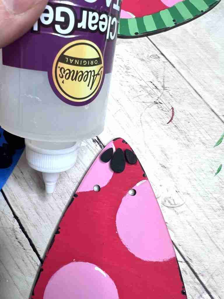 attaching seeds using craft glue