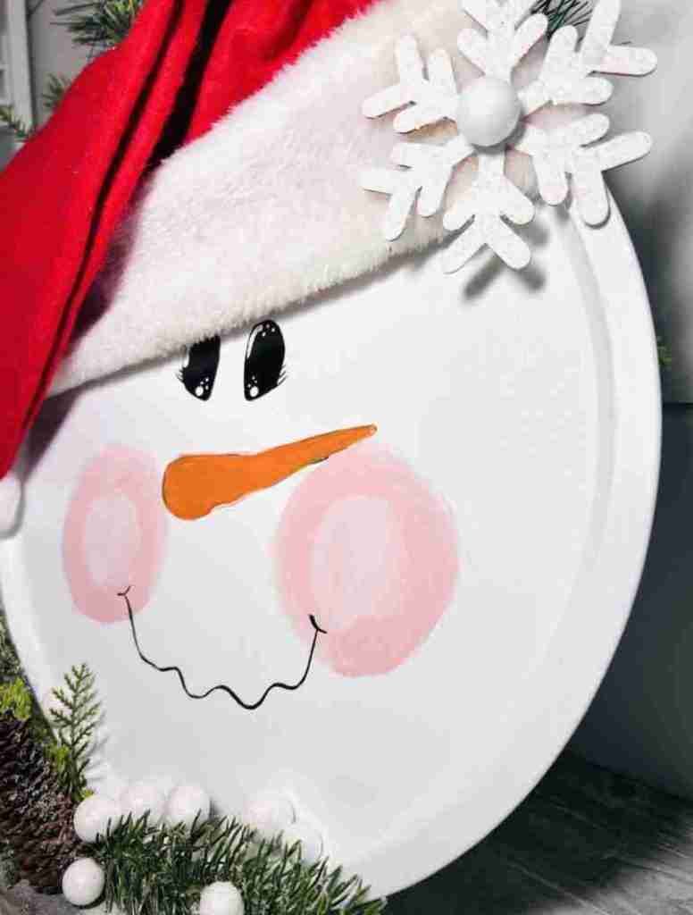Dollar Tree pizza pan snowman