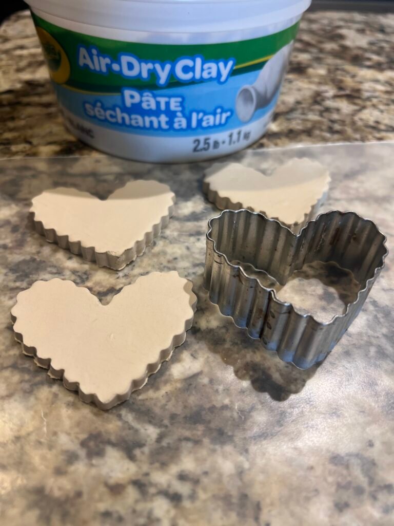 Crayola Air Dry clay and metal heart cookie cutter