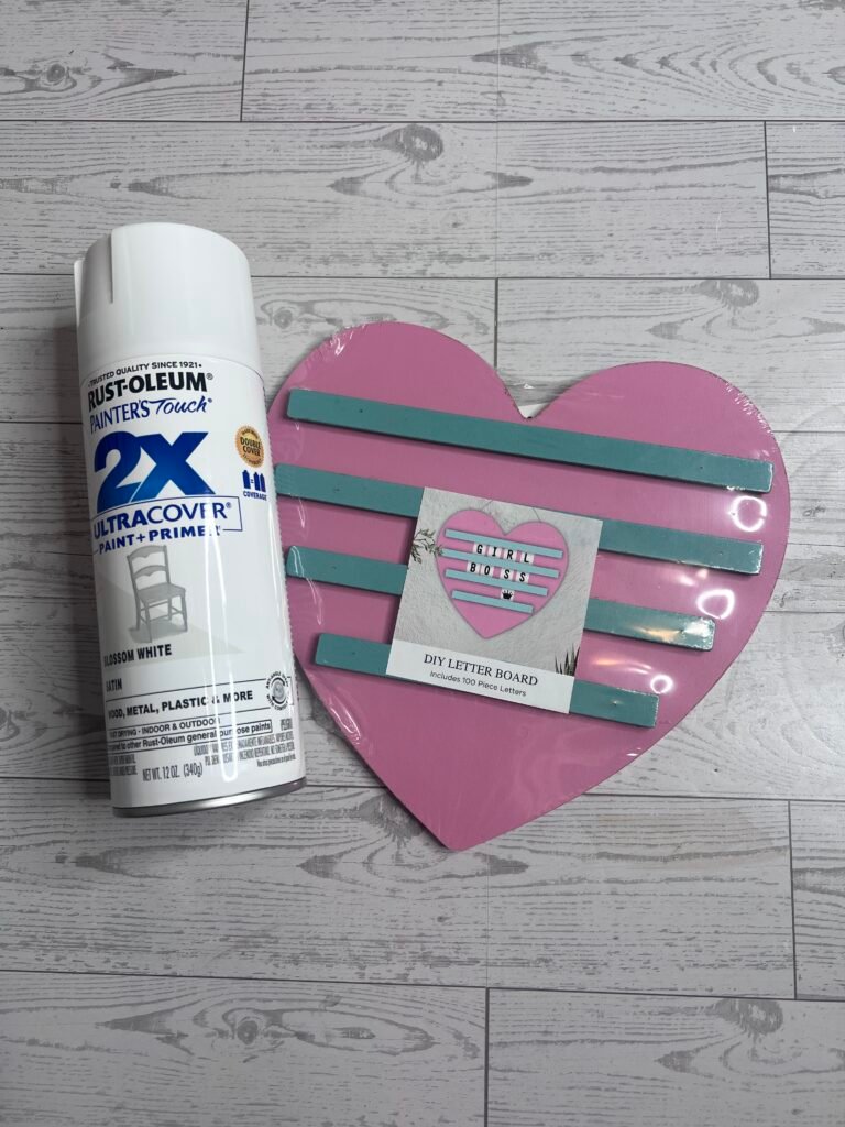 Dollar Tree DIY Letter Board and Rust-Oleum spray paint in Blossom White