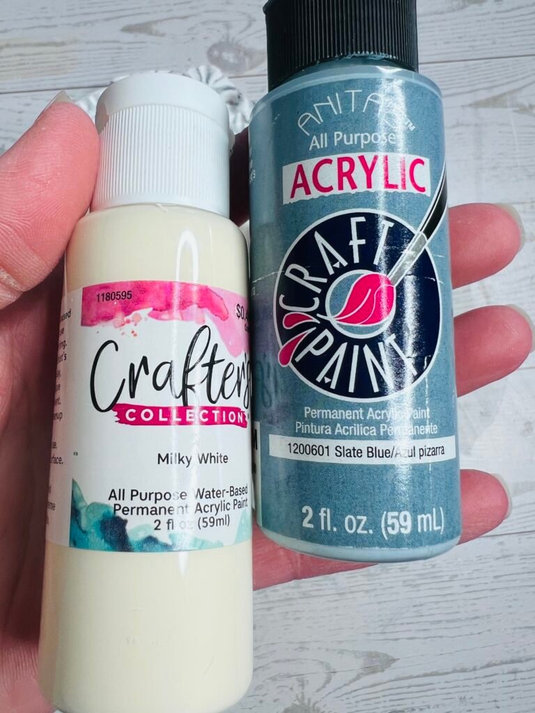 Crafter's Collection Milky White and Anita's Slate Blue paint
