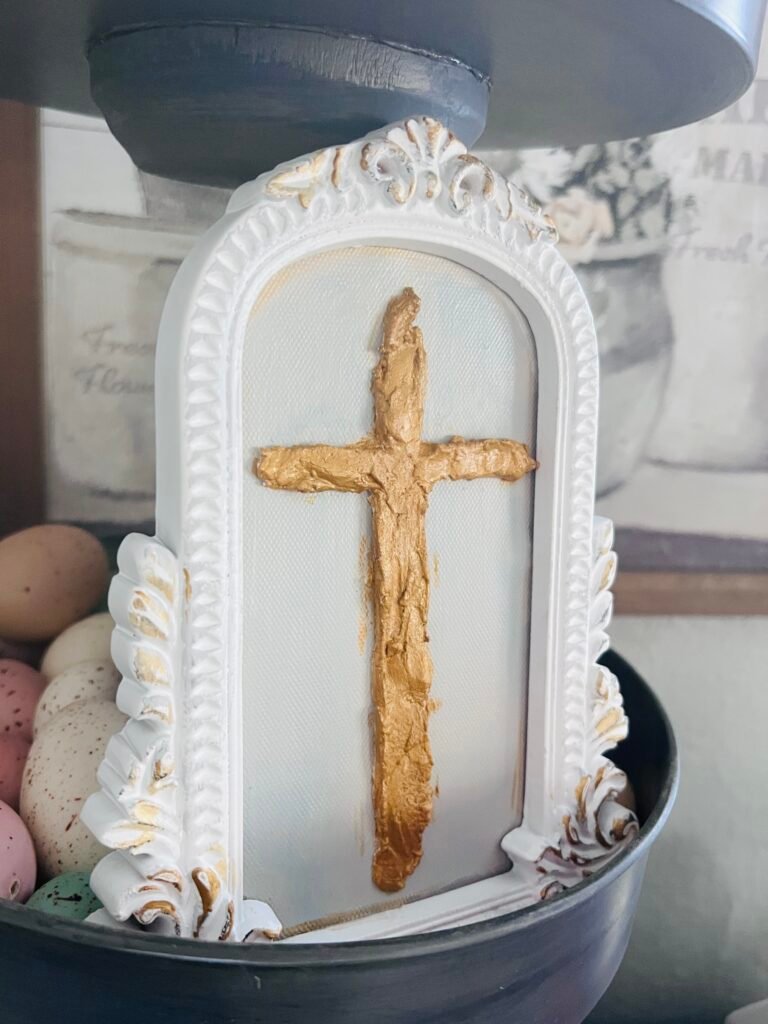 Dry Dex joint compound applied to Walmart Canvas frame with gold paint applied