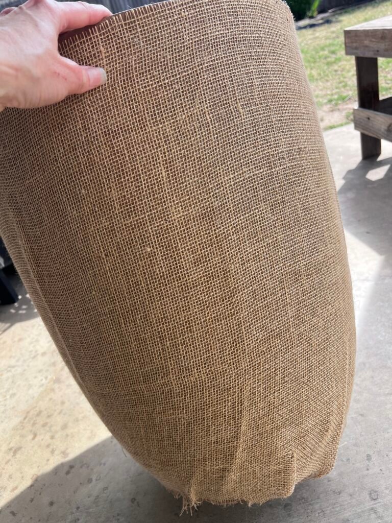 planter covered in burlap