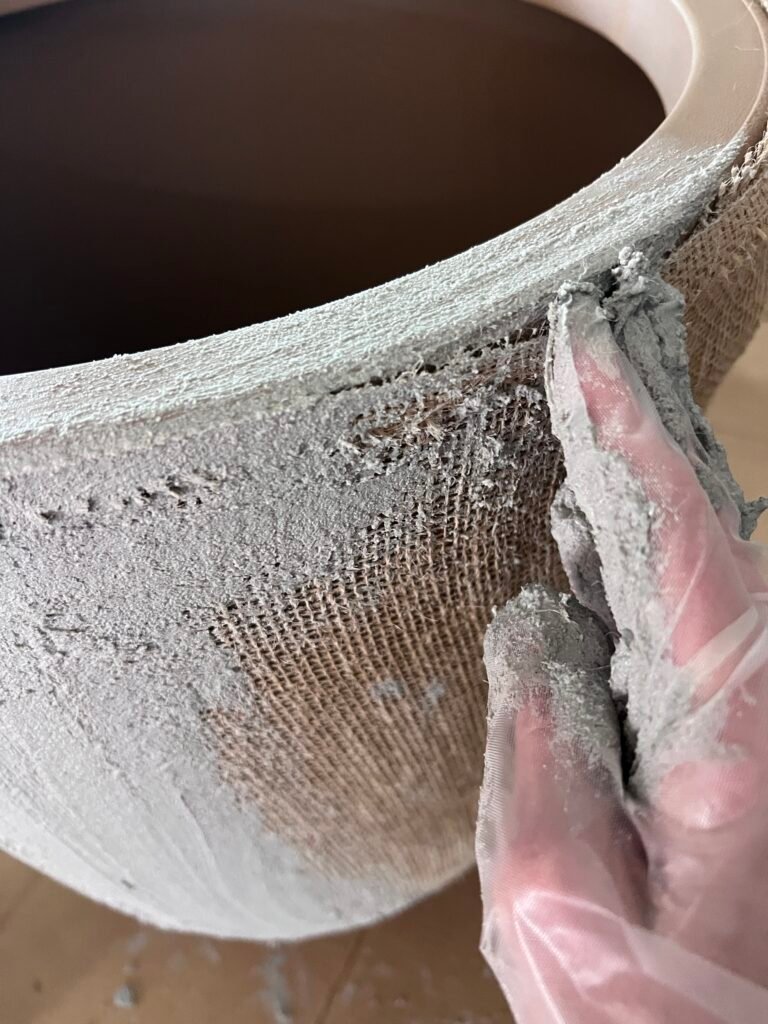 adding concrete patch on top of burlap