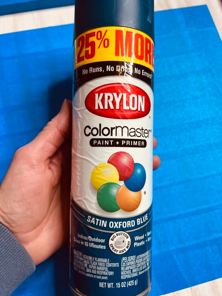 Krylon spray paint in satin oxford blue