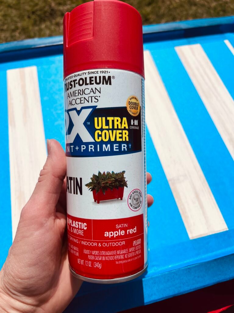Rust-Oleum spray paint in apple red