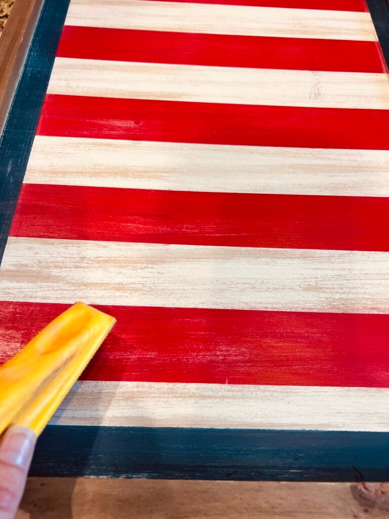 striped painted with apple red spray paint