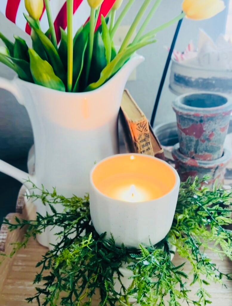recycled canning ring candle wreath