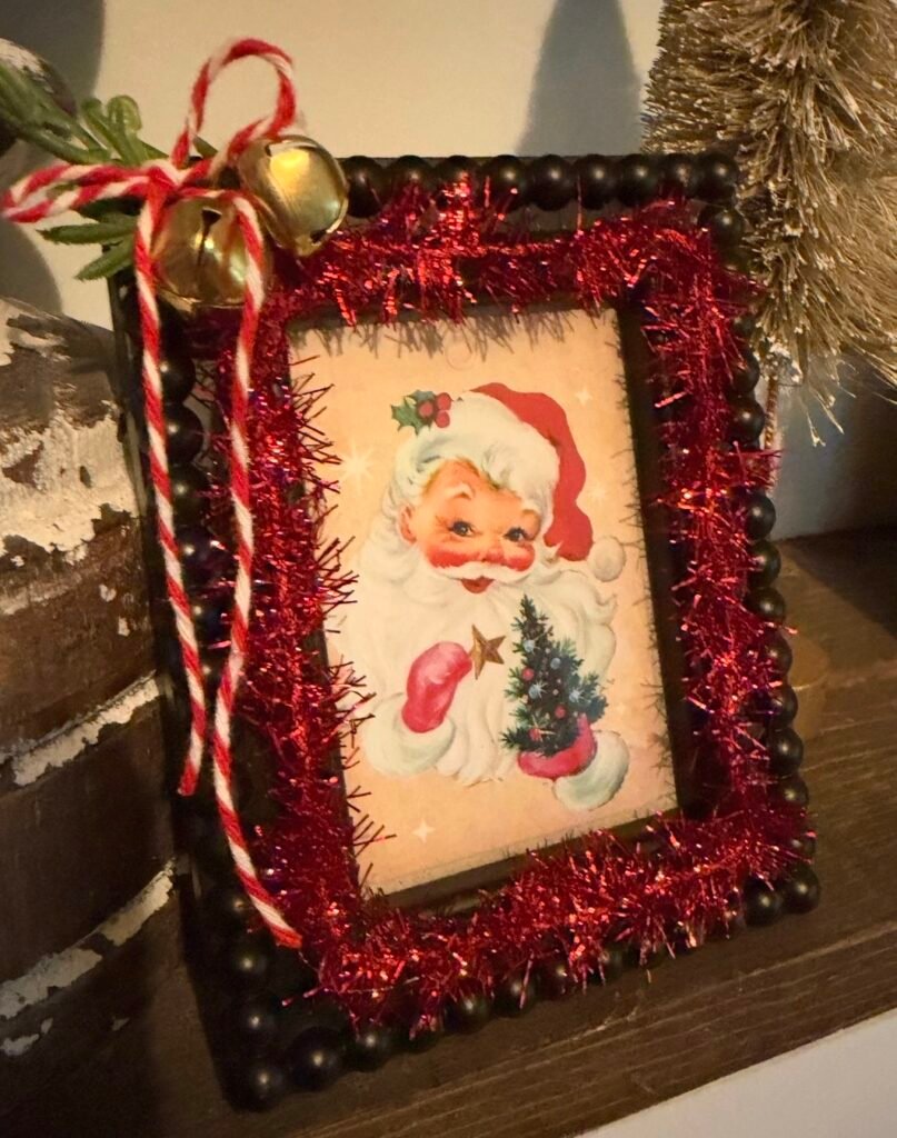 completed vintage style Christmas Dollar General frames